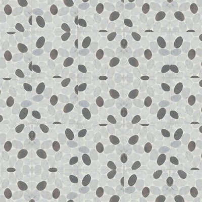 Waterbrook Jumbo Sliced Pebble Mosaic in White Carrara & Dark Grey
