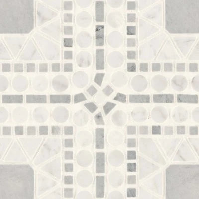 Atrium Honed Marble Blend Mosaic Tile in White Carrara & Bardiglio