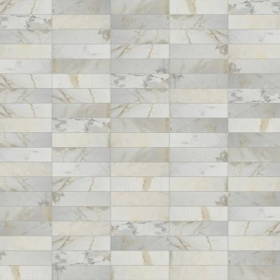 Calacatta 3" x 12" Honed Marble Tile in White