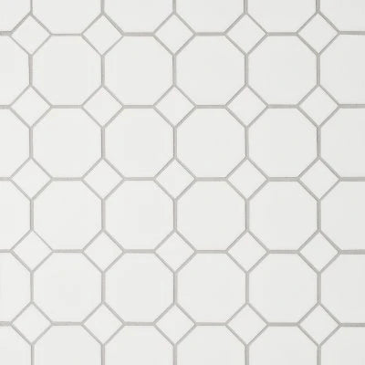 Le Cafe 2" x 2" Octagon Matte Porcelain Mosaic Tile in White