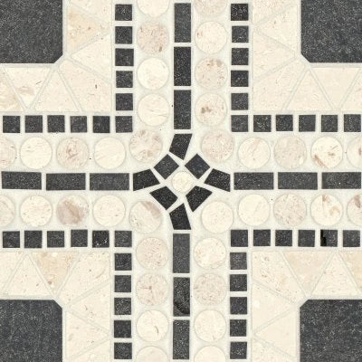 Atrium Honed Marble Blend Mosaic Tile in Myra Beige & Basalt
