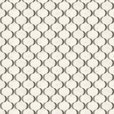 Castellina Stone Mosaics - White And Midnight Gray, Modern Arabesque, Straight Edge, Polished