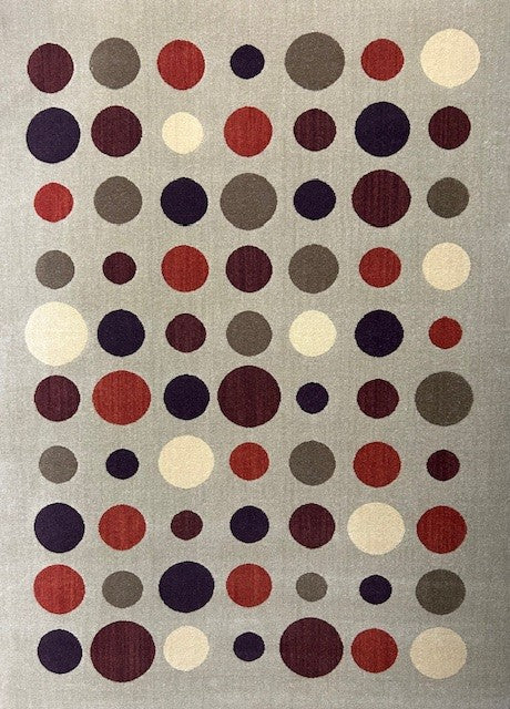 Radici, Berris Area Rug 5'5"x7'11", Multi Color Dots on Beige Background