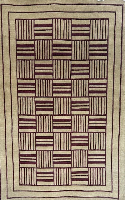 Surya Carpet Area Rug, 5'x8' , Basketweave Pattern, Burgendy and Beige