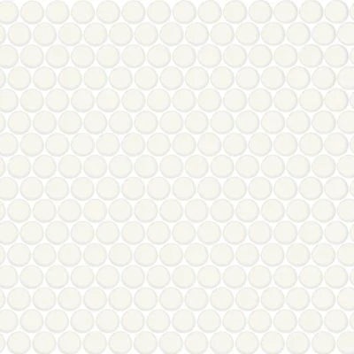Color Wheel Mosaic Matte Arctic White, Penny Rounds, Matte