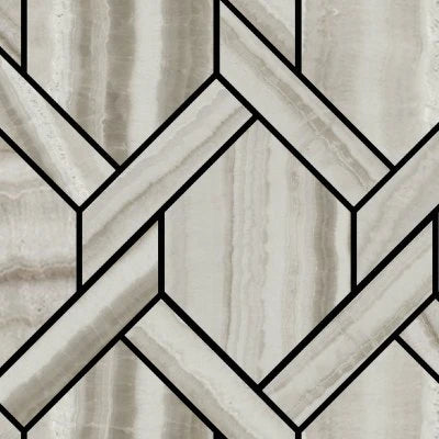 Onyx Silver Polished rope Mosaic