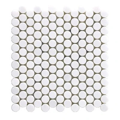 Natural Stone Thassos Penny Round Mosaic