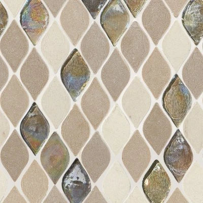 Decorative Accents Blanc Et Beige, Raindrop, 1X2, Straight Edge, Mix
