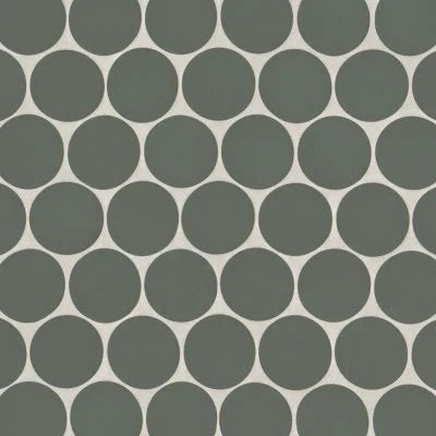 Makoto 2" Round Matte Porcelain Mosaic Tile in Midori Green