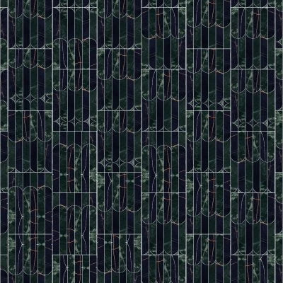 MOSAIC KOBE VERDE POL. QUILL (9X12.5 SHEET)