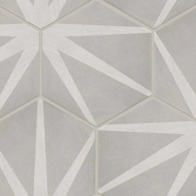 Allora 8.5" x 10" Matte Stella Hexagon Deco Porcelain Tile