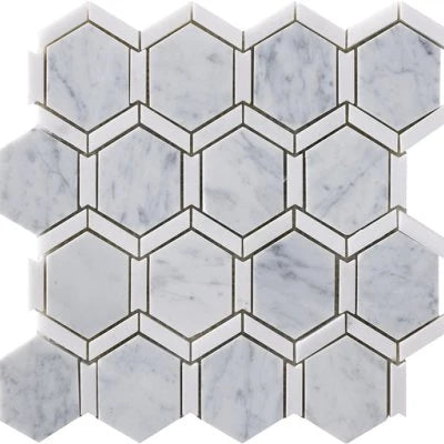 Natural Stone Dark Blend Framed Hexagon Mosaic
