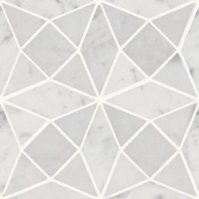 Monet Honed Marble Mosaic 5 Tile in White Carrara