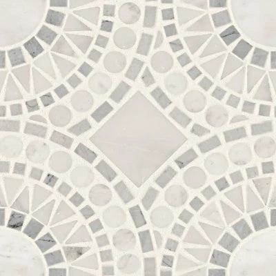 Solis Honed Marble Blend Mosaic Tile in White Carrara & Bardiglio