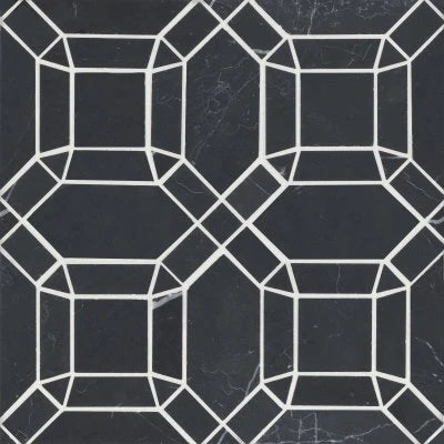 Monet Honed Marble Mosaic 1 Tile in Nero Marquina