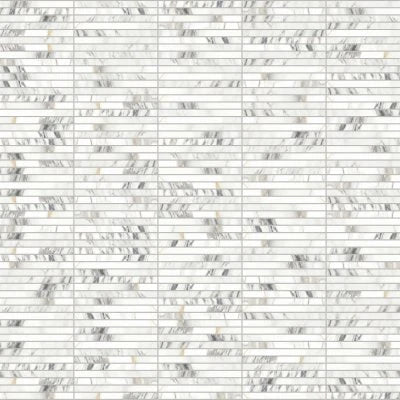 Prati 1" x 12" Honed Porcelain Mosaic in Calacatta Borghini Warm
