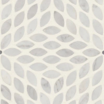 Celeste Honed Marble Blend Mosaic Tile in White Carrara & Bardiglio