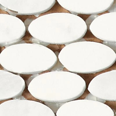 Stone a la Mod Contempo White, Oval, 1 1/2X3/4, Straight Edge, Polished