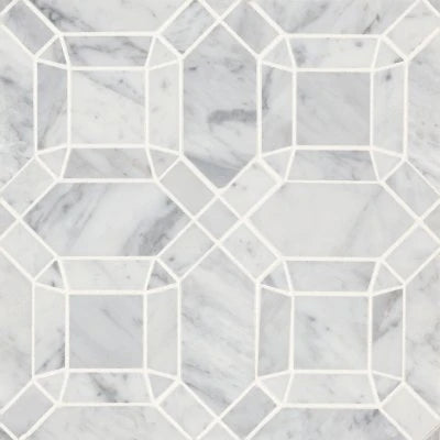 Monet Honed Marble Mosaic 1 Tile in White Carrara