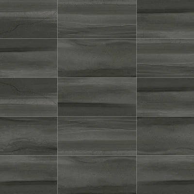 Linear Stone 12" x 24" Honed Porcelain Field Tile in Black