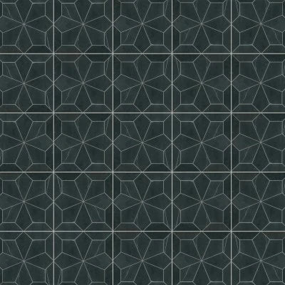 Blomma Honed Marble Mosaic Tile in Nero