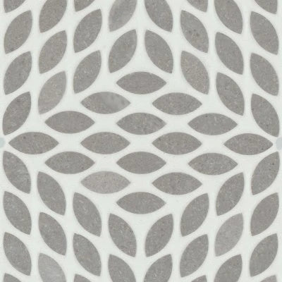 Celeste Honed Marble Blend Mosaic Tile in Cinder Grey & Calacatta Losanna