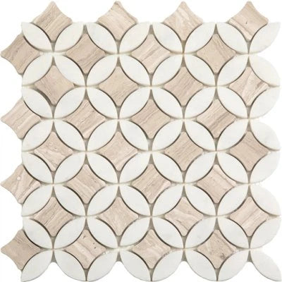 Natural Stone Paper-White Superellipse Mosaic