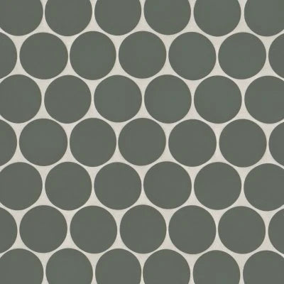 Makoto 2" Round Matte Porcelain Mosaic Tile in Midori Green