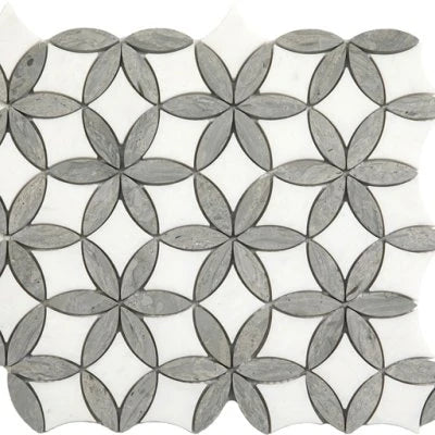 Natural Stone Wooden Silver Flora Mosaic