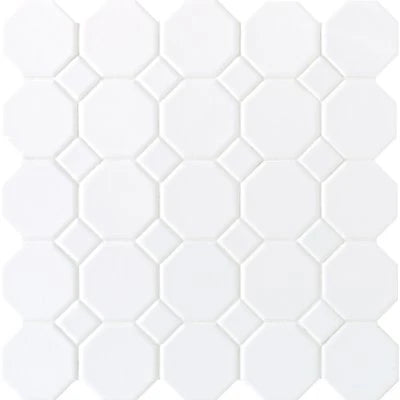 Octagon & Dot Matte White, Octagon / White Dot, 2, Matte