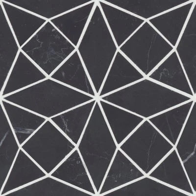 Monet Honed Marble Mosaic 5 Tile in Nero Marquina