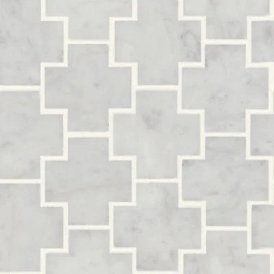Monet Honed Marble Mosaic 4 Tile in White Carrara