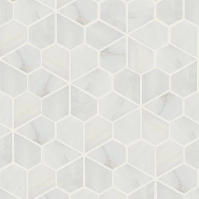 Monet Honed Marble Mosaic 9 Tile in Oriental White