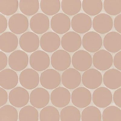 Makoto 2" Round Matte Porcelain Mosaic Tile in Momoiro Blush