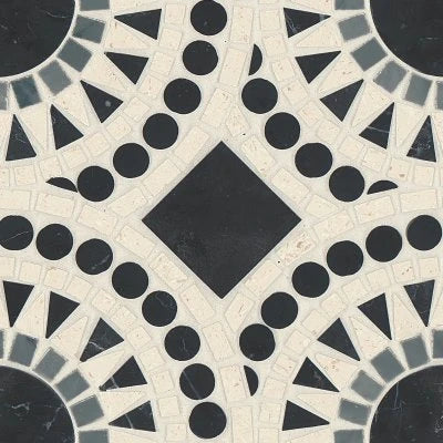 Solis Honed Marble Blend Mosaic Tile in Nero, Bardiglio & Myra Beige