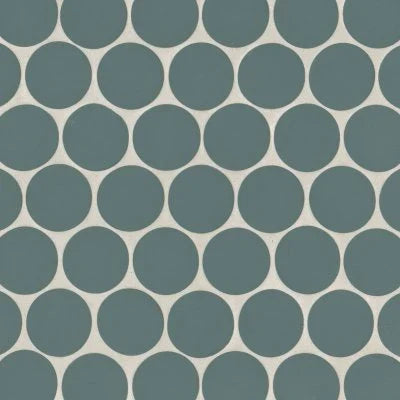 Makoto 2" Round Matte Porcelain Mosaic Tile in Arashi Blue