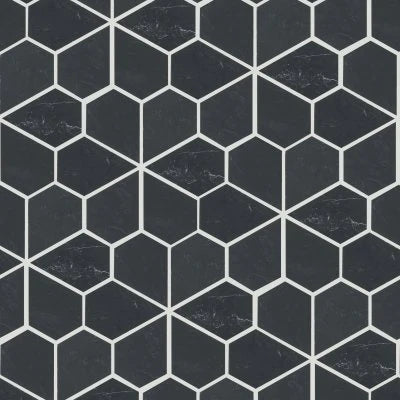 Monet Honed Marble Mosaic 9 Tile in Nero Marquina