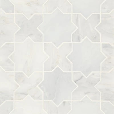 Monet Honed Marble Mosaic 6 Tile in Oriental White