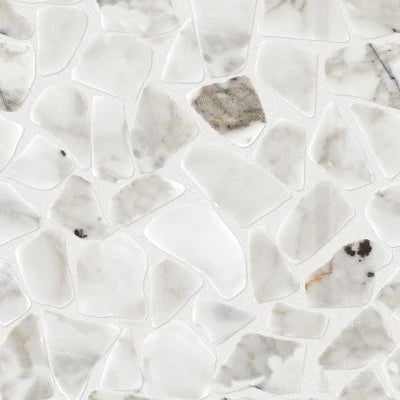 Marble Venetian Calacatta, River Pebble, Irregular Shape, Straight Edge, Polished