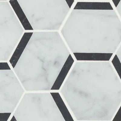 Matisse Mosaic 4 Marble Blend in White Carrara & Nero Marquina