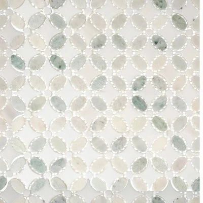 Flower - Ming green(oval)+Thassos White(dots)+Tha