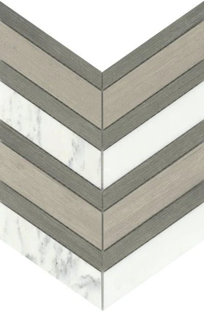 INTRIGUE GRAY/FAWN CHEVRON MOSAIC 12X14-MAR