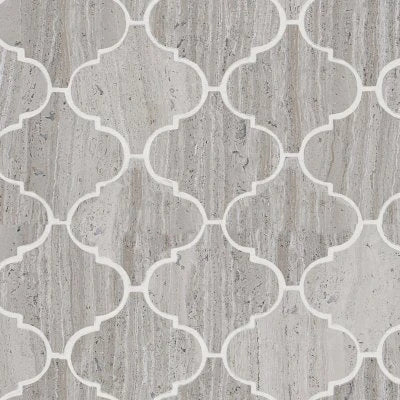 Limestone Chenille White, Baroque, 3X3, Straight Edge, Polished