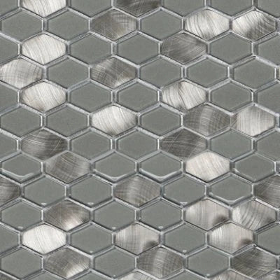 Iridium Silver Elongated Hex Mosaic