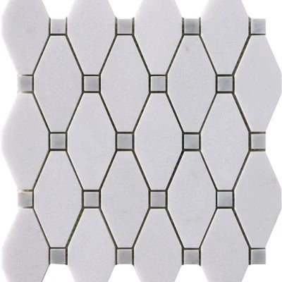 Natural Stone Light Blend Elongated Hex Mosaic