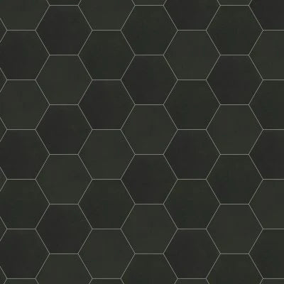 Makoto 10" x 11.5" Hexagon Matte Porcelain Tile in Kuroi Black