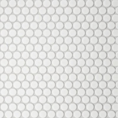 Le Cafe 3/4" x 3/4" Penny Round Matte Porcelain Mosaic Tile in White