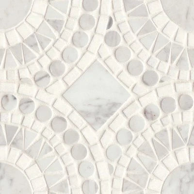 Solis Honed Marble Blend Mosaic Tile in White Carrara & White Thassos