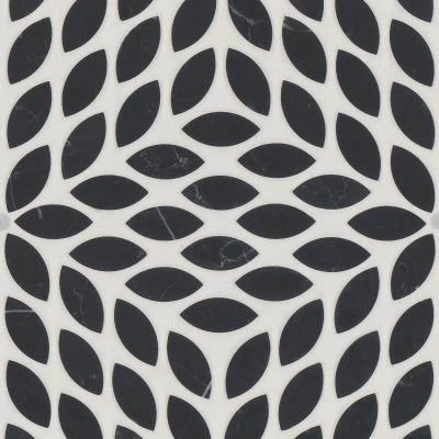 Celeste Honed Marble Blend Mosaic Tile in Nero Marquina & Calacatta Losanna