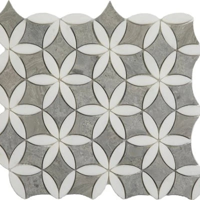 Natural Stone Wooden White Flora Mosaic